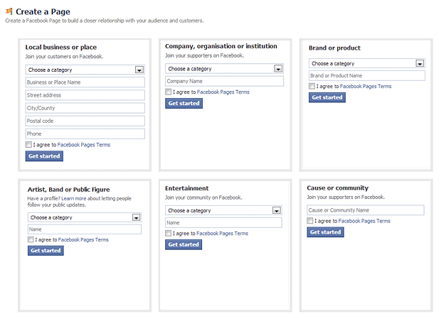 Facebook Business Car=tegories Forms