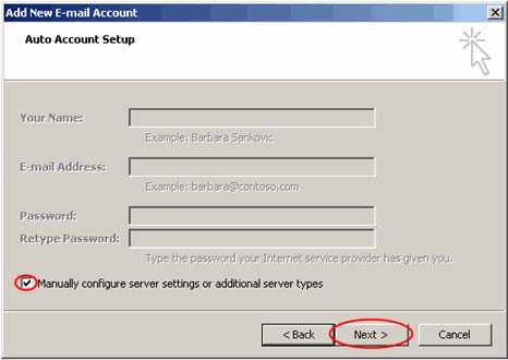 Select Manual Configuration