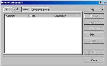 Outlook Express Internet Accounts