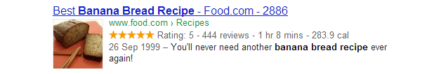 Rich Snippet of the RECIPE Microdata Format
