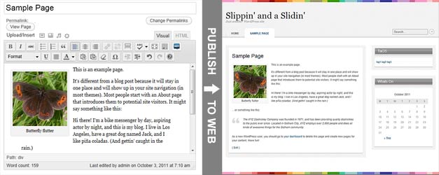 Sample Wordpress Edit Page dialog