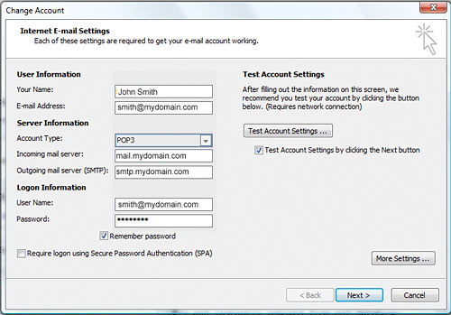 Setting Up Email In Outlook Using Vista