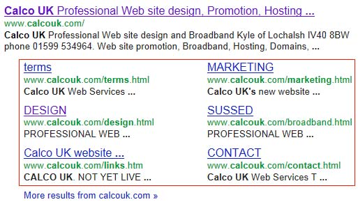 Sitelinks of Calco UK 