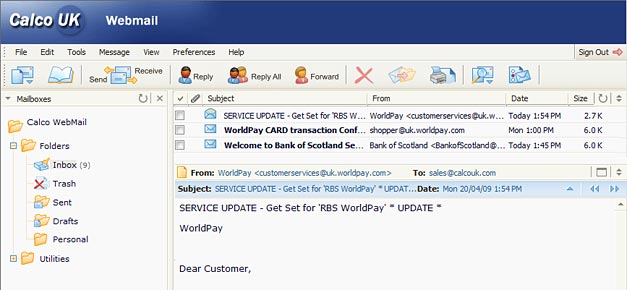 Webmail Messages View