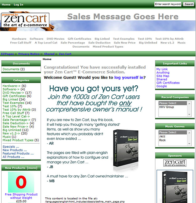 Zen Cart Shopping Portal Example